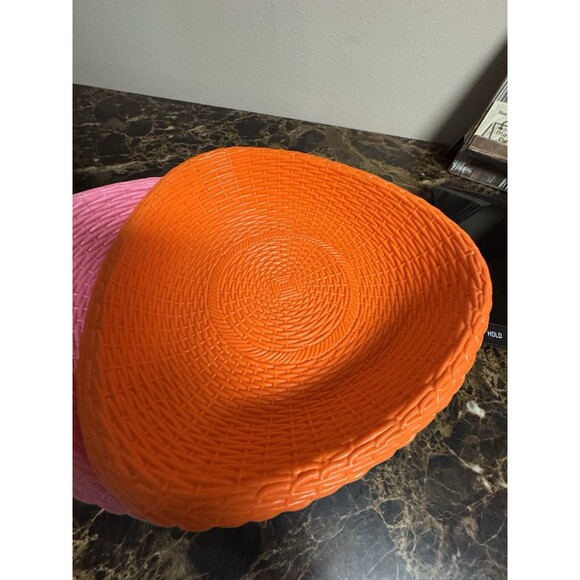 Vintage Plastic Weave Picnic Plates Lot Of 4 By Recline - Picture 3 of 9